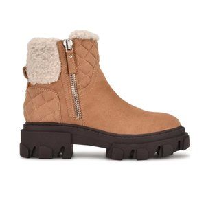 Nine West Colbee Lug Sole Boots with Zip Sides and Sherpa Trim